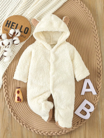 Newborn Baby Rompers Spring Autumn Warm Fleece Baby Boys Costume Baby Girls Clothing Animal Baby Pajamas Hooded Jumpsuits 0-1Y