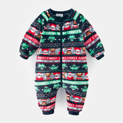 Fleece Thickened Infants Rompers Baby Cute Clothing Warm Christmas Winter Jumpsuits Cartoon