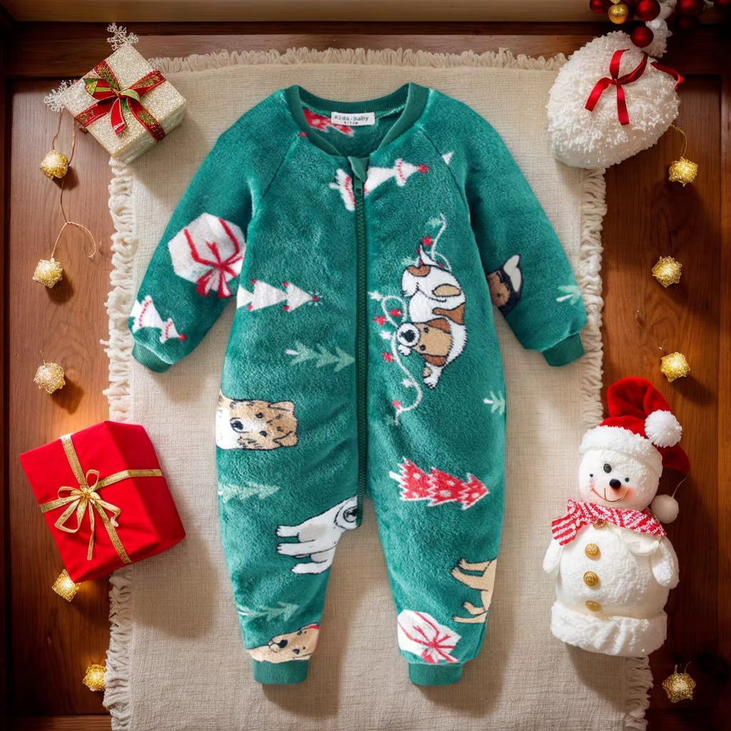 Fleece Thickened Infants Rompers Baby Cute Clothing Warm Christmas Winter Jumpsuits Cartoon