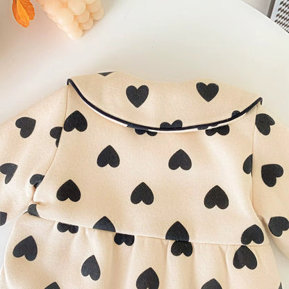 Long Sleeve Baby Girls Ropmers Winter Infants Clothing Heart